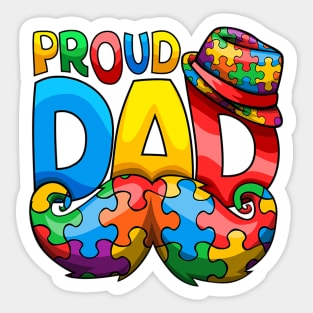 Proud Autism Dad Autism Awareness Day Father Mustache Sticker